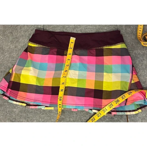 LULULEMON Pace Setter Skirt sea check plaid plum pink size 6 - Picture 7 of 12
